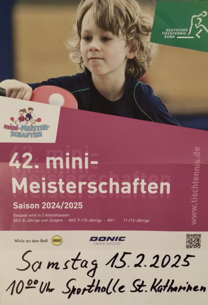 Tischtennis42. mini-Meisterschaft am 15.02.2025 in St. Katharinen